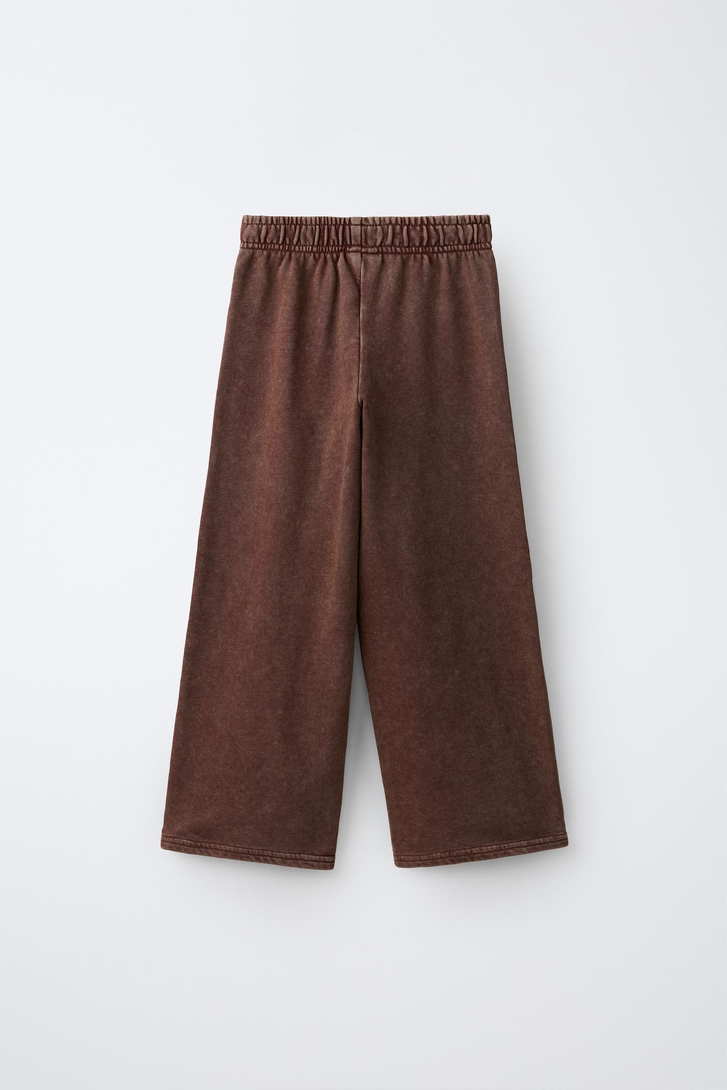 Детские комплекты Zara Washed-Effect Sweatshirt and Pants Jogging Set, цвет: Коричневый — фото 5