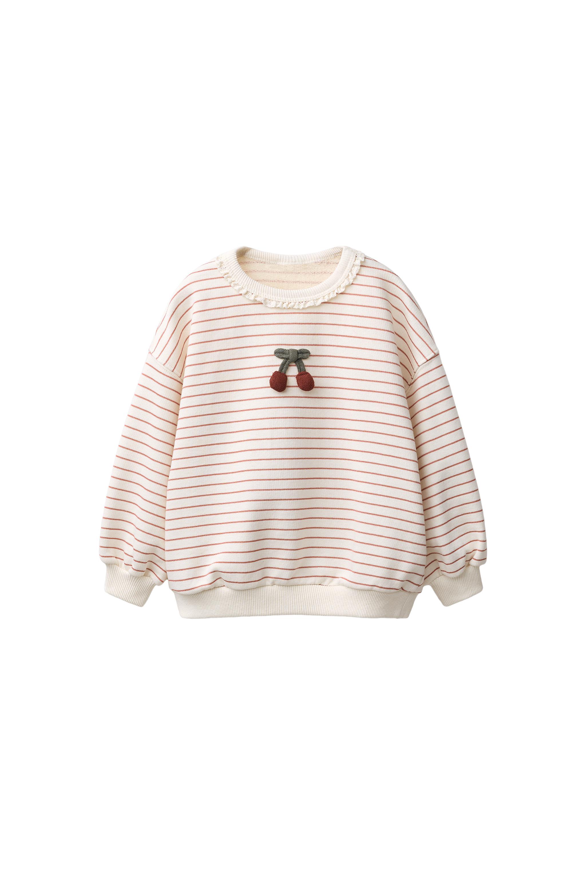 チェリーストライプ柄スウェットシャツ - エクリュ | ZARA Japan / 日本