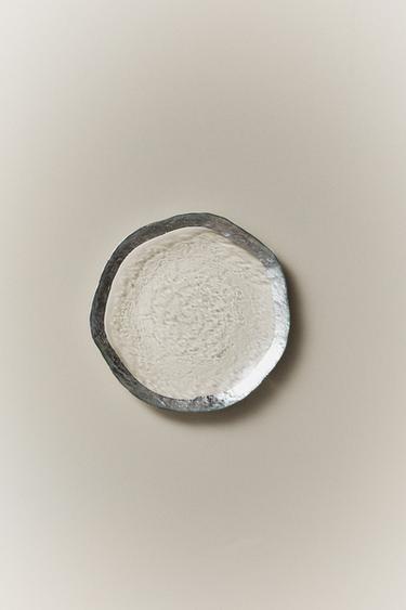 GLASS SIDE PLATE WITH RIM - Silver by Zara