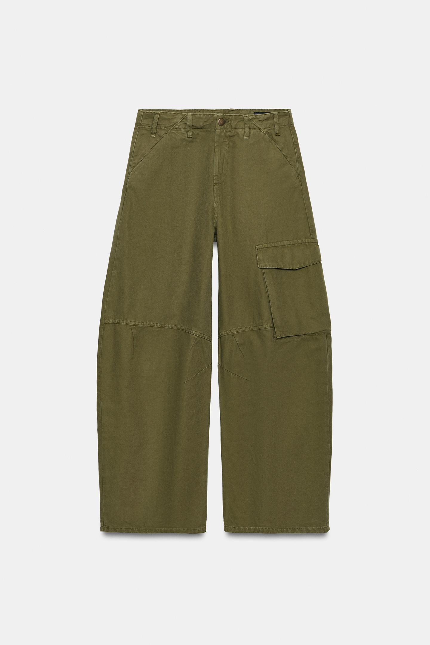 Женские брюки Zara ZW Collection Cargo, цвет: Хаки — фото 5