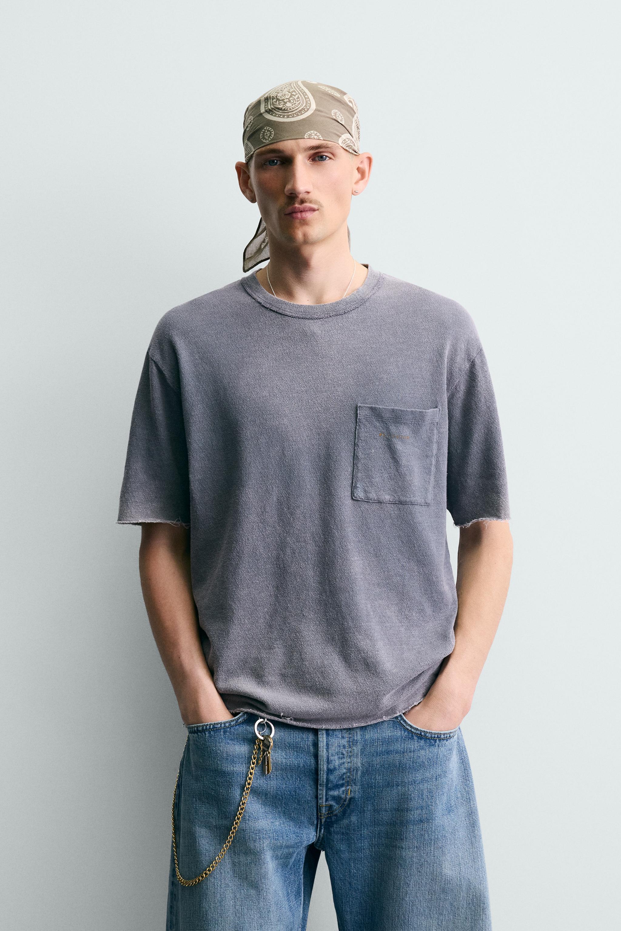 T-SHIRT EN MAILLE RELAXED FIT DÉLAVÉ