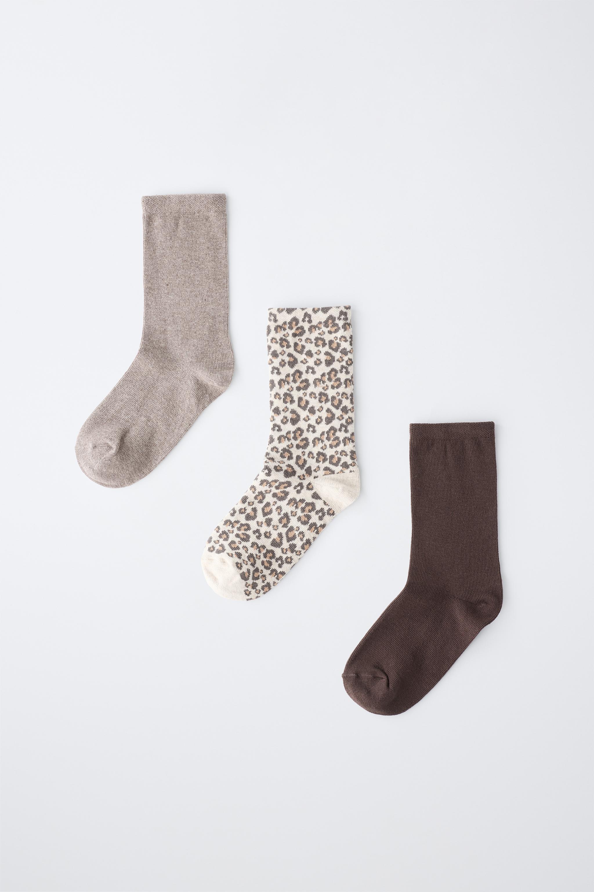 LOT DE TROIS PAIRES CHAUSSETTES MONTANTES ANIMAL PRINT
