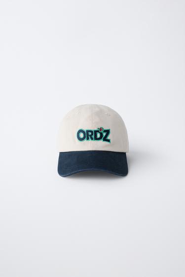 EMBROIDERED LOGO CAP - Ecru / Blue by Zara