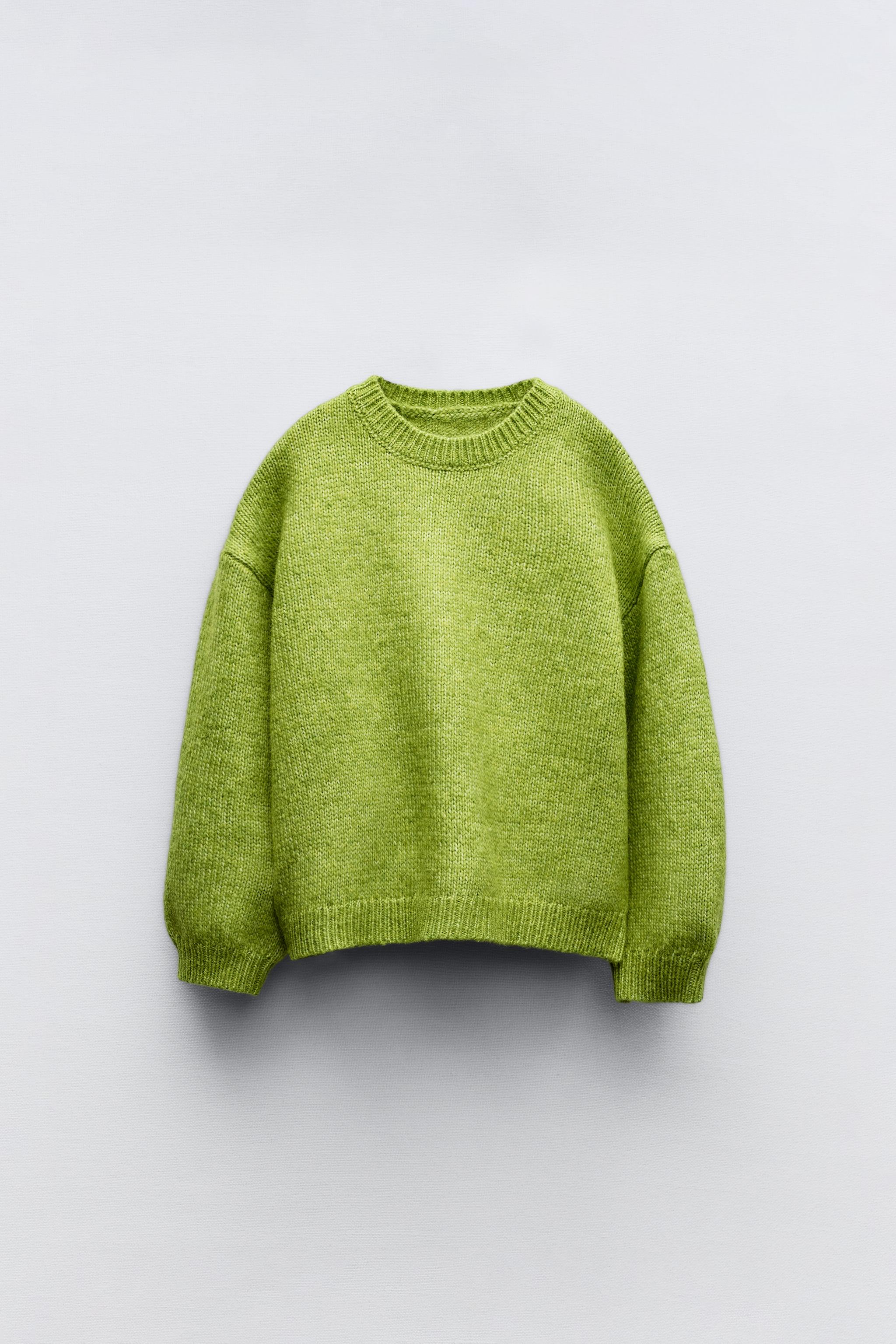 PULL EN MAILLE UNIE Vert ZARA France