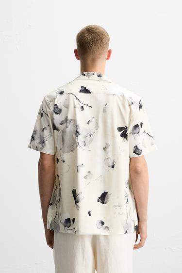 CHEMISE ÉLASTIQUE À IMPRIMÉ FLORAL - Beige de Zara - Image 2