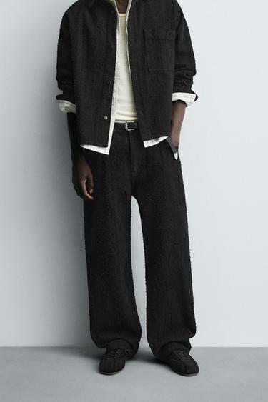 RELAXED FIT JEANS TEXTURE - Black by Zara - Image 1
