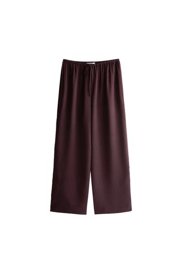 MULBERRY SILK TROUSERS - Burgundy by Zara