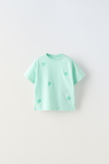 T-SHIRT BRODÉ - Turquoise clair de Zara