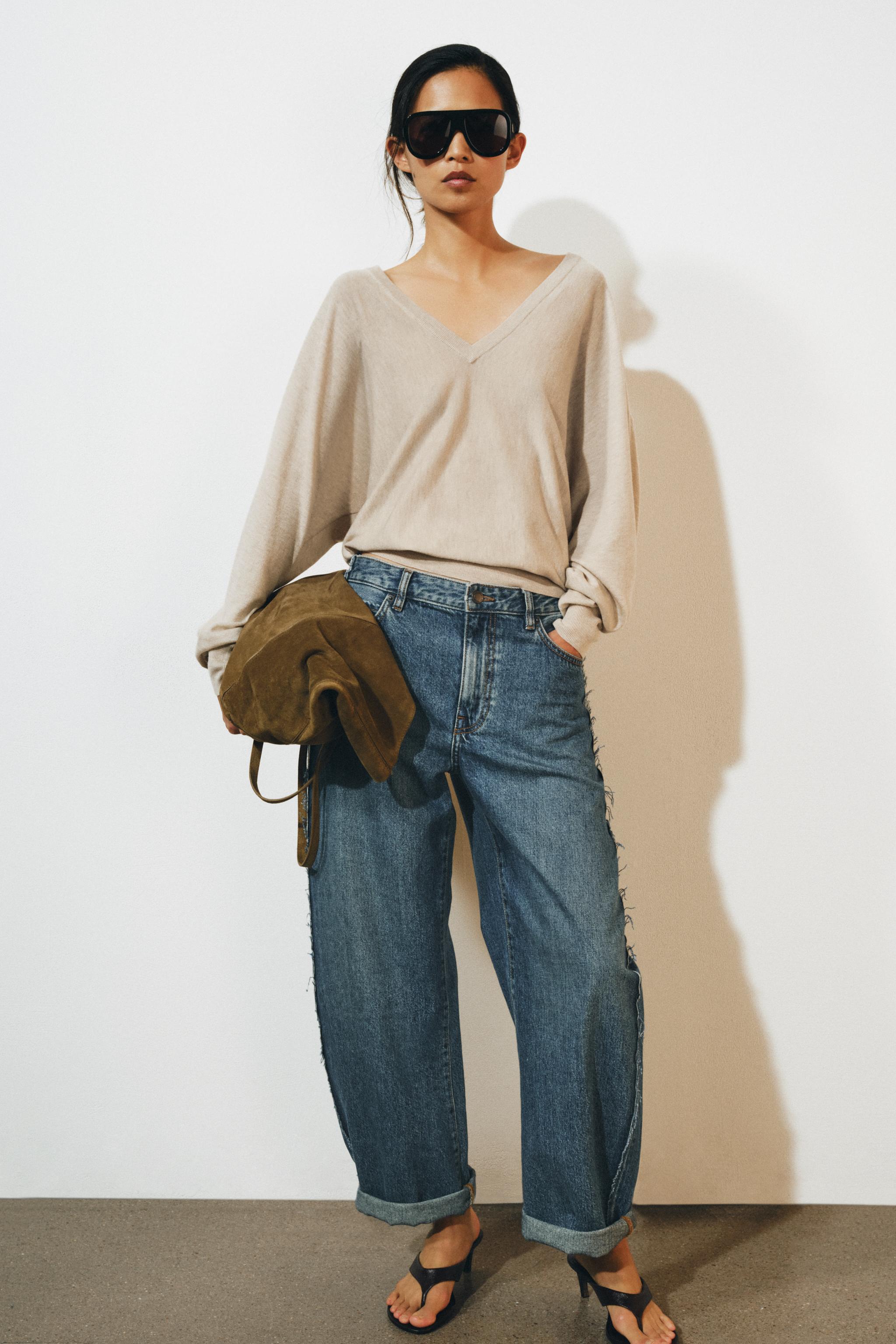 Zara ZW COLLECTION PAÇALI BALON ORTA BEL JEAN görsel 4
