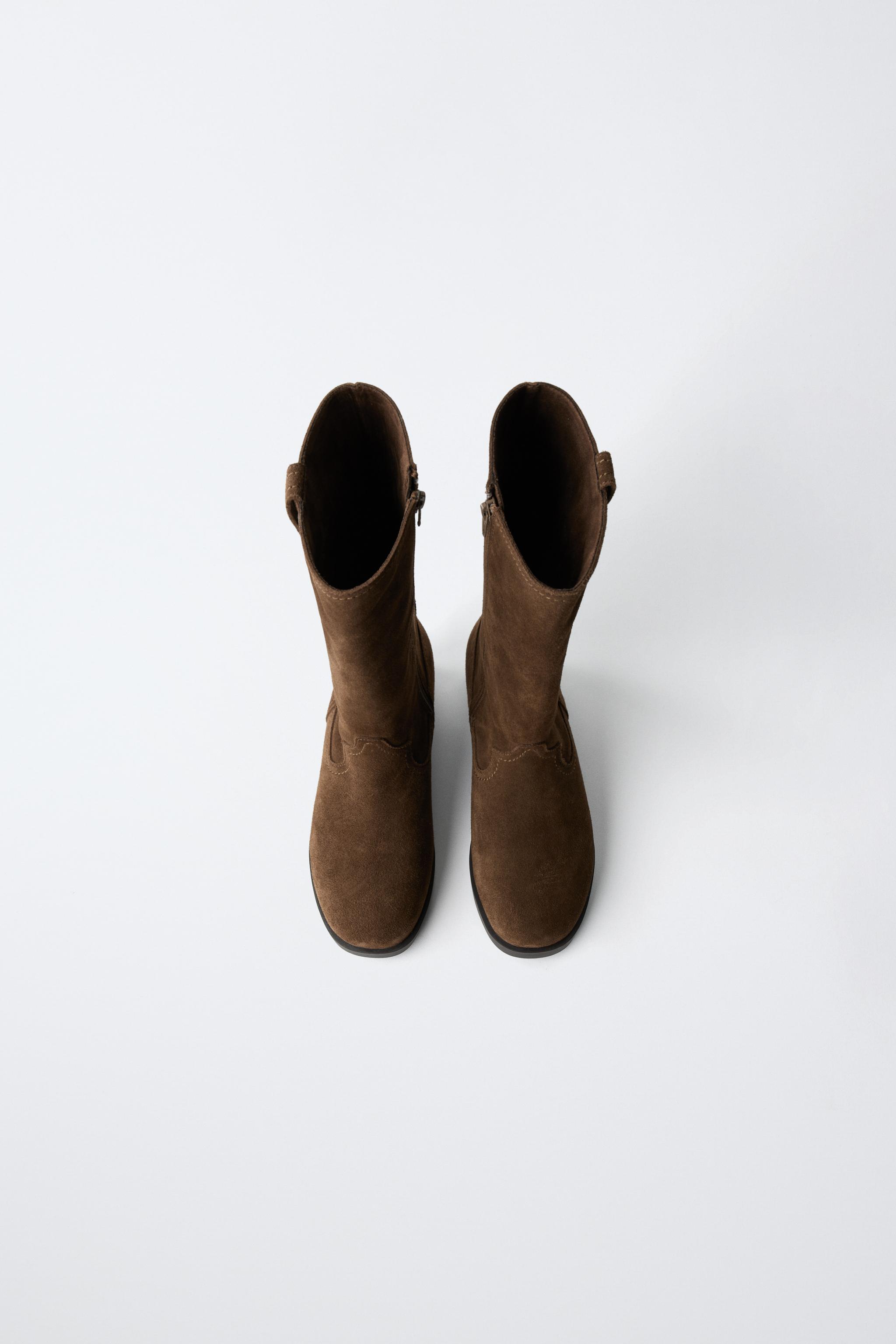 真皮長靴- 棕色| ZARA Taiwan, China / 中國台灣