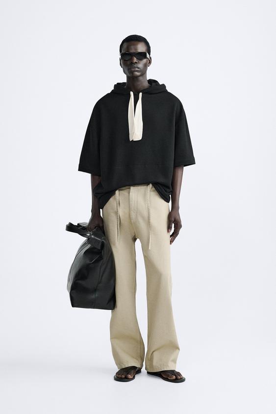 HOODIE WITH TIE Black ZARA India