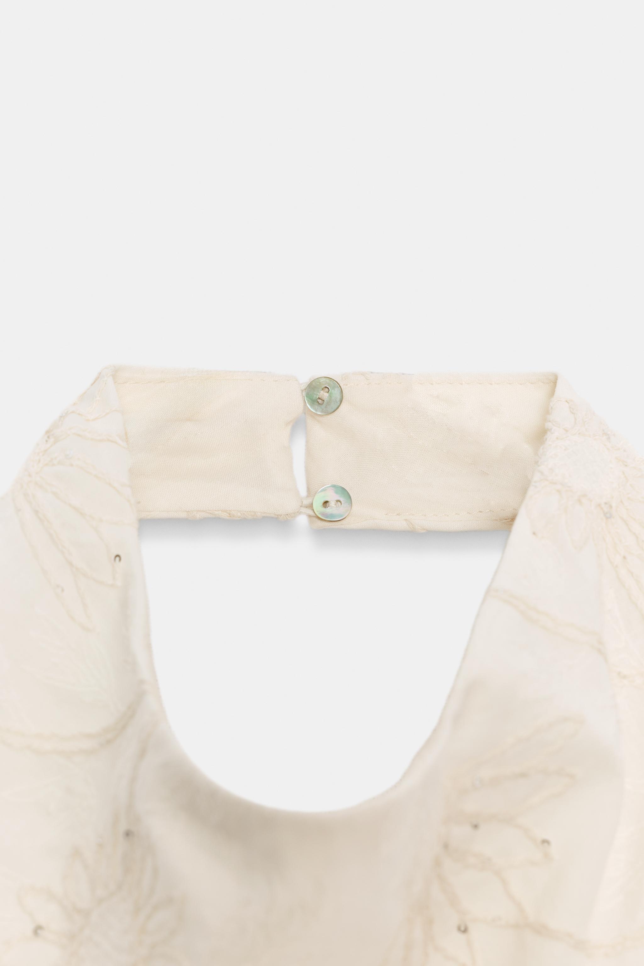 Женские рубашки Zara EMBROIDERED SEQUIN HALTER TOP — фото 10