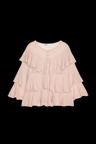 RUFFLED KNIT TOP - Pink by Zara - Image 0