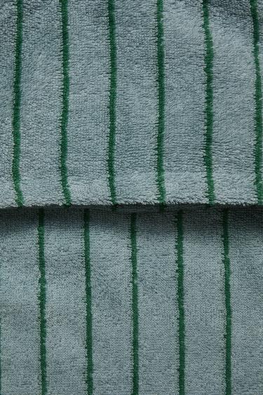 STRIPED VELOUR HOODED BATH TOWEL - Blue by Zara - Image 3