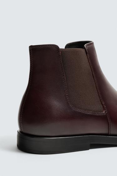 BOTTINES CHELSEA EN CUIR - Bordeaux de Zara - Image 5