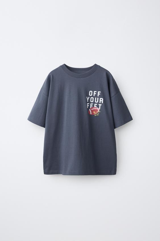 SPORTS PRINT T-SHIRT - Anthracite grey by Zara - Image 0