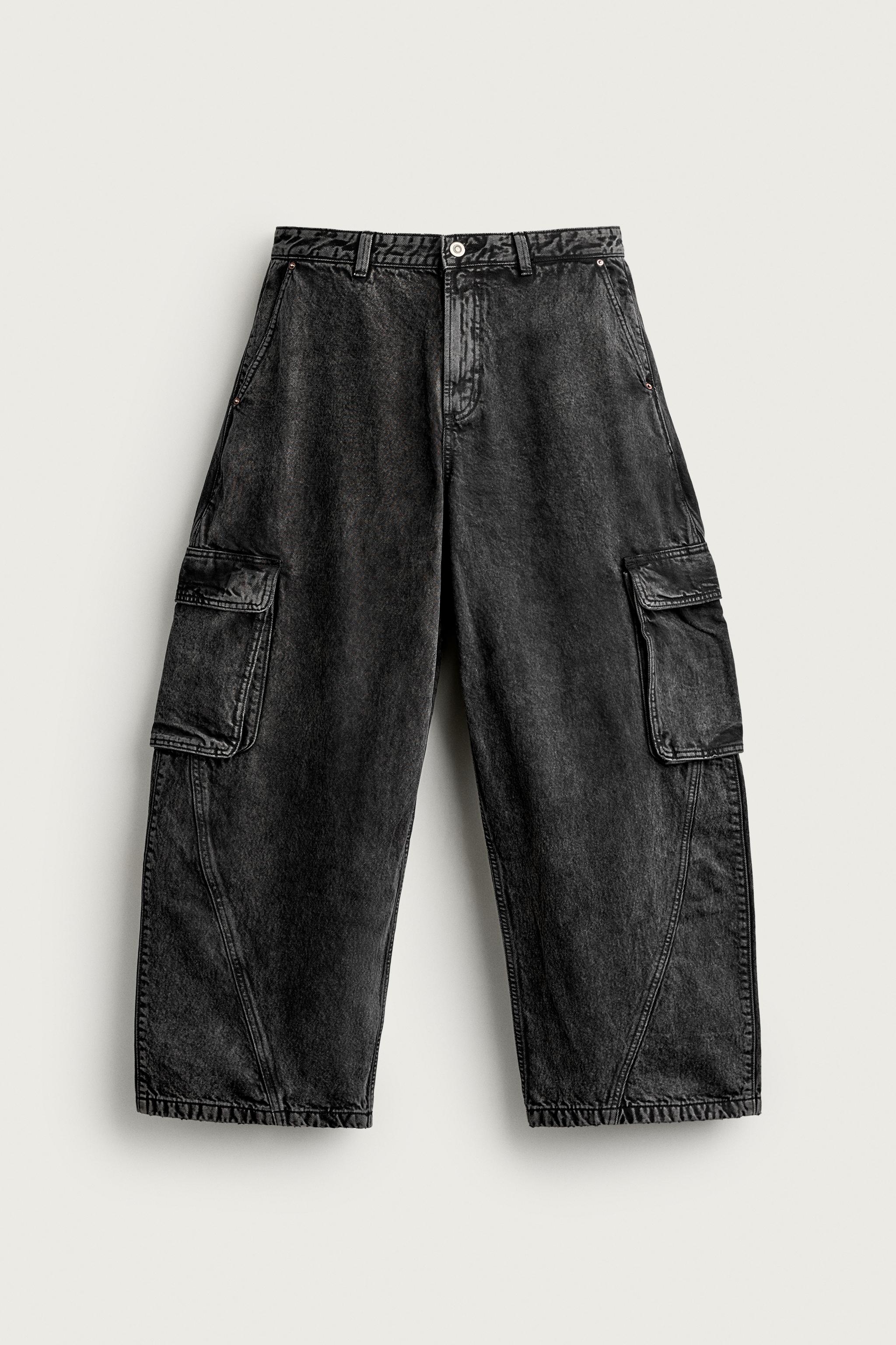 BALLOON-FIT CARGO PANTS WITH SEAMS