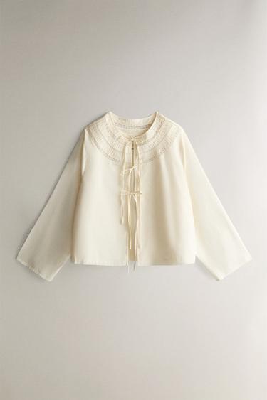CAMISA COM GOLA COM PREGAS - Cru da Zara