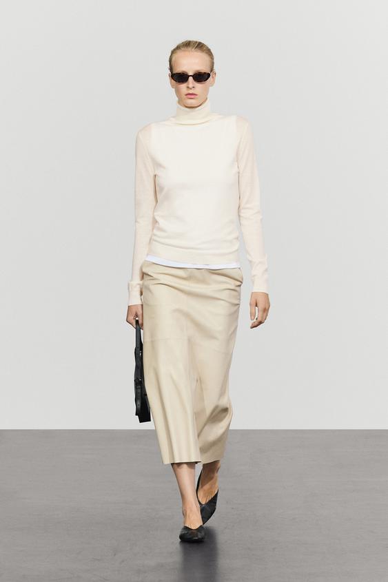 Zara Wool-blend turtleneck knit sweater - Ecru - Image 0