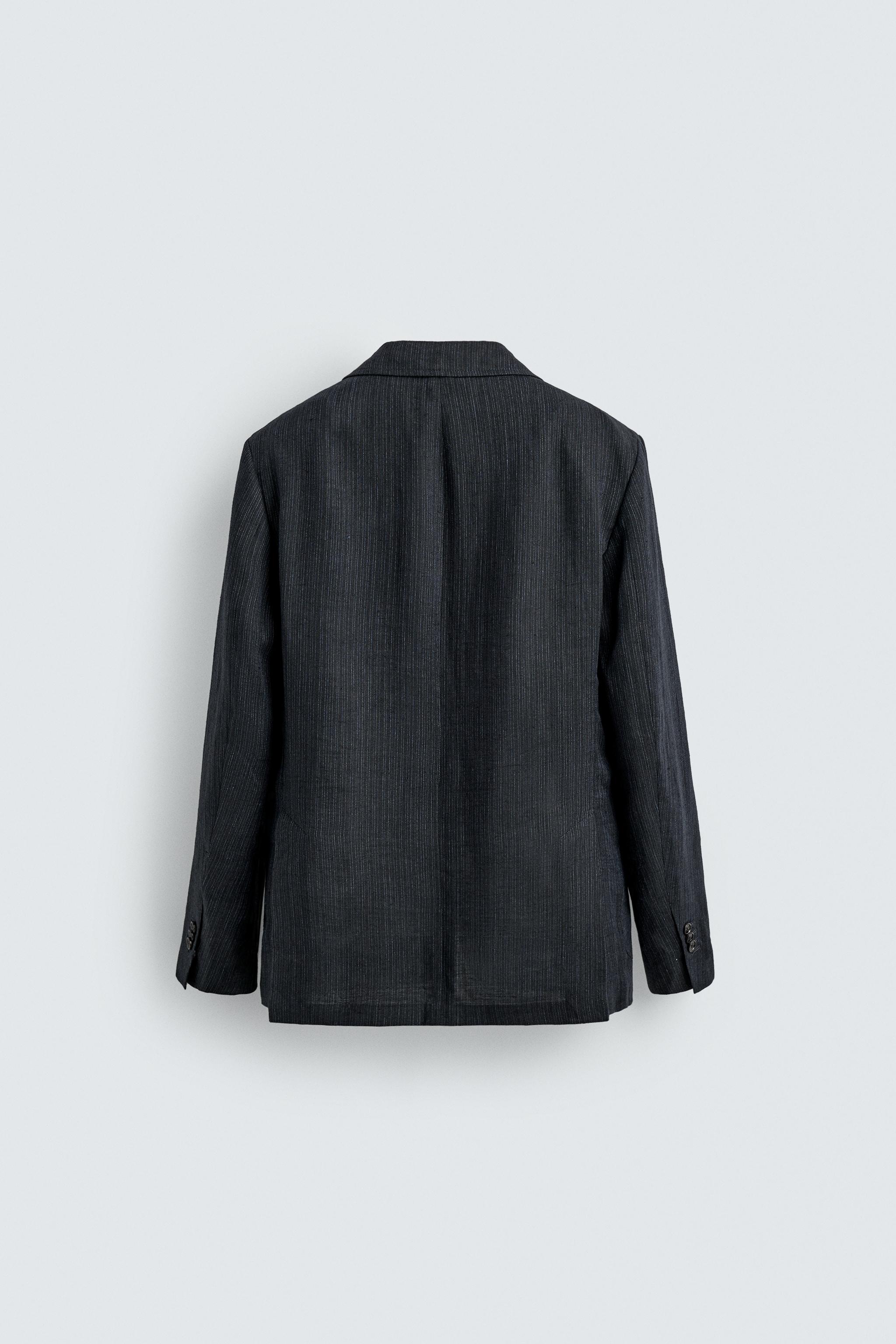 100% LINEN STRIPED BLAZER