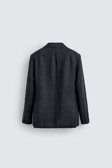VESTE À RAYURES 100 % LIN - Indigo de Zara - Image 6