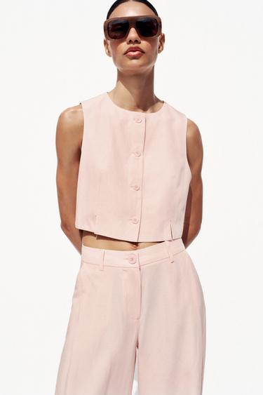PANTALON LARGE À PINCES - Rose de Zara - Image 3