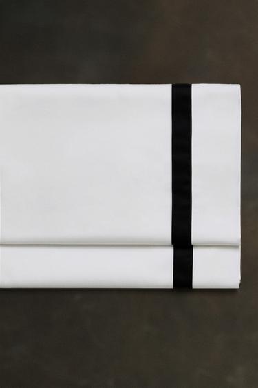 BORDERED SATEEN FLAT SHEET - Black by Zara - Image 5