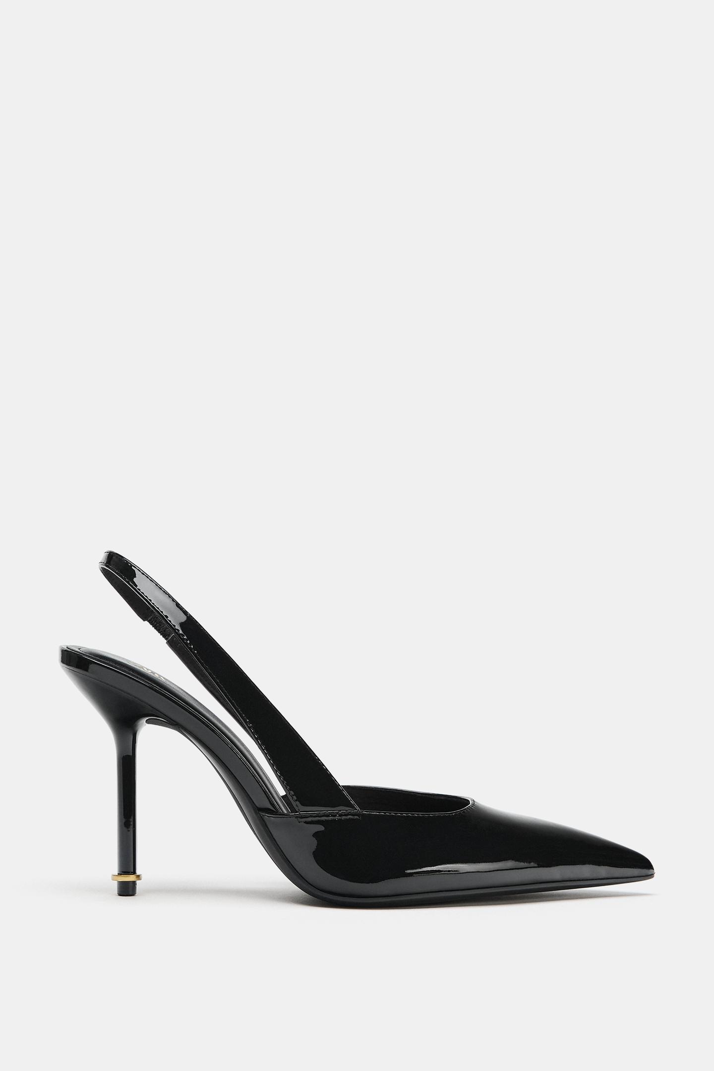 Женские туфли Zara Metallic Detail Heeled, цвет: Чёрный — фото 4
