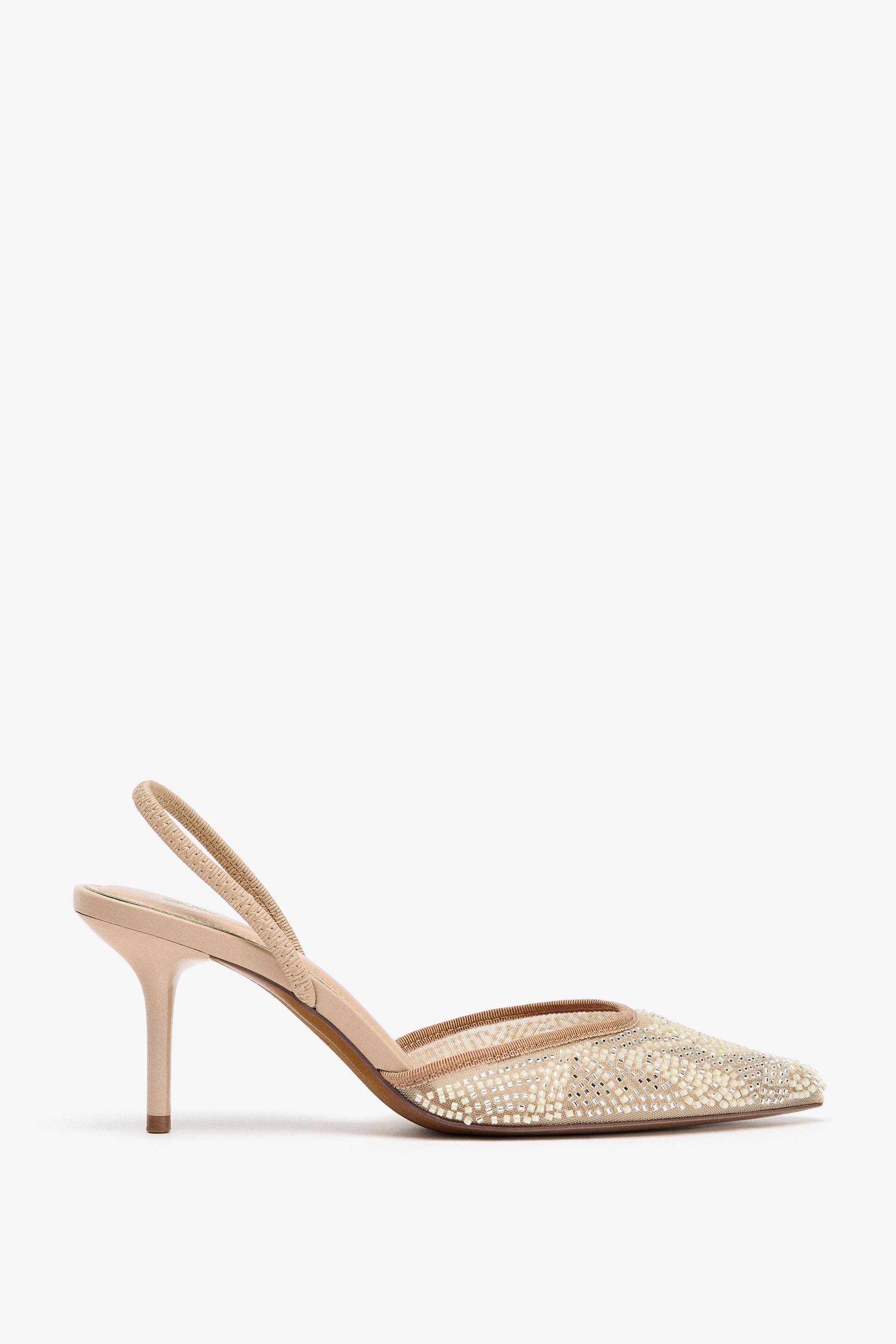 Slingback Scarpa Zara Donna SCARPE SLINGBACK CON STRASS Beige ZARA