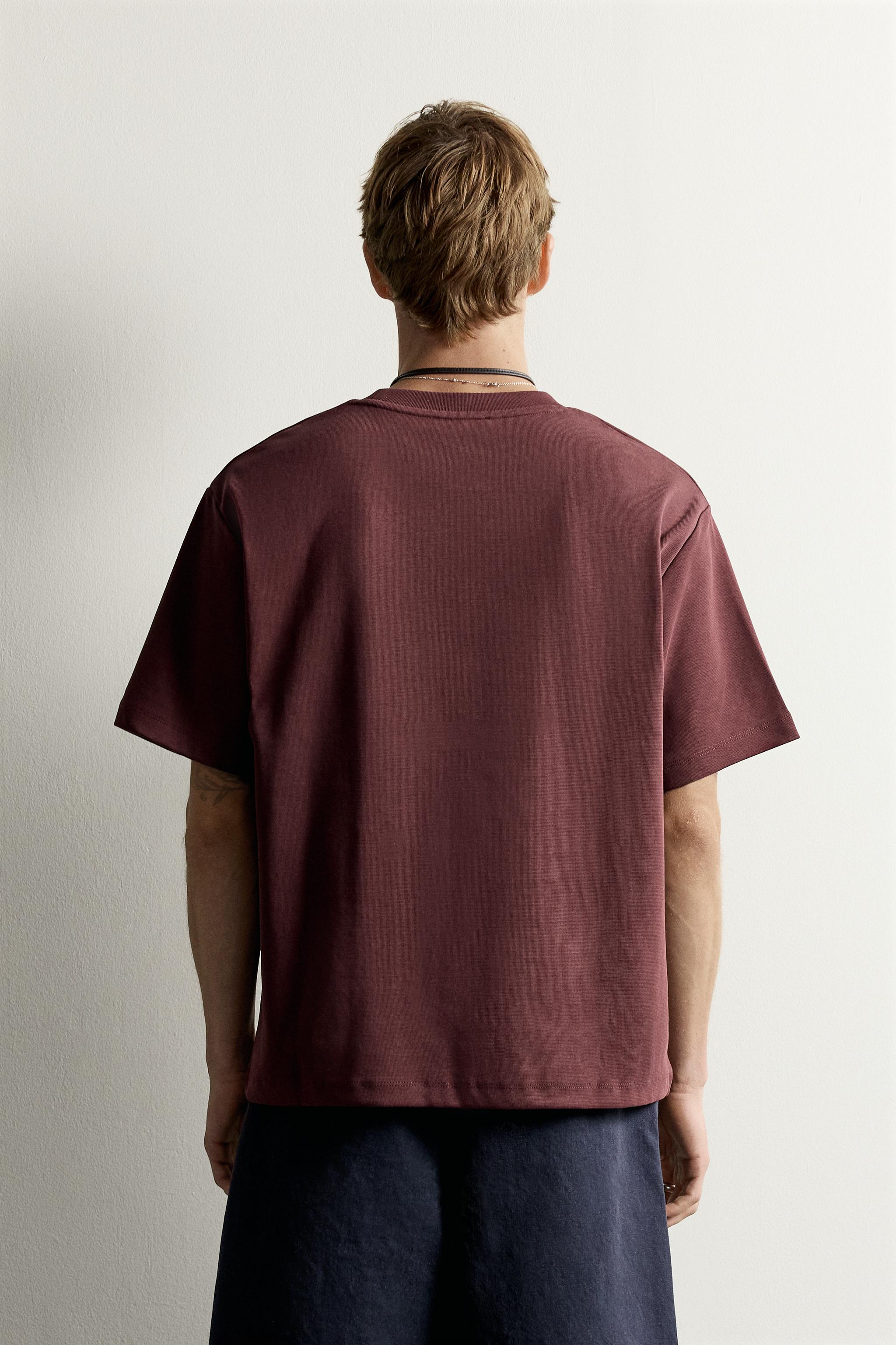 Мужские футболки Zara COMPACT RIBBED RELAXED-FIT T-SHIRT — фото 3