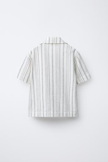 RUSTIC STRIPED BOWLING SHIRT - Ecru by Zara - Image 1