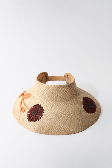Zara FLORAL BRAIDED VISOR - Light beige