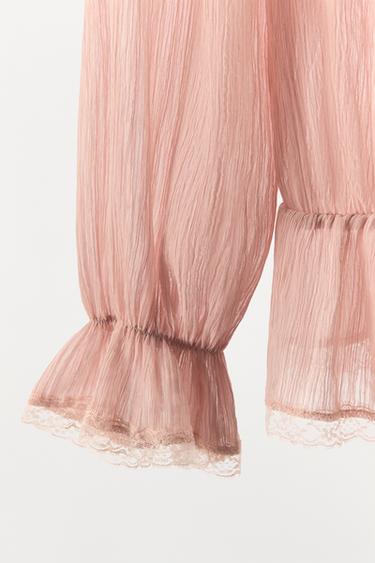 COLD SHOULDER BIB SHIRT - Pink by Zara - Image 8
