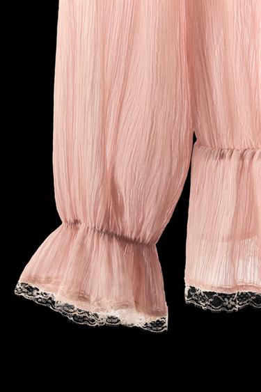 COLD SHOULDER BIB SHIRT - Pink by Zara