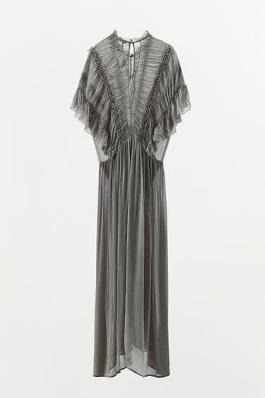 ROBE STRUCTURÉE NŒUDS BIJOUX - Gris de Zara - Image 6