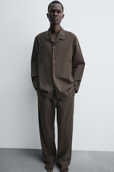 JACQUARD PYJAMA SHIRT - Brown by Zara - Image 5