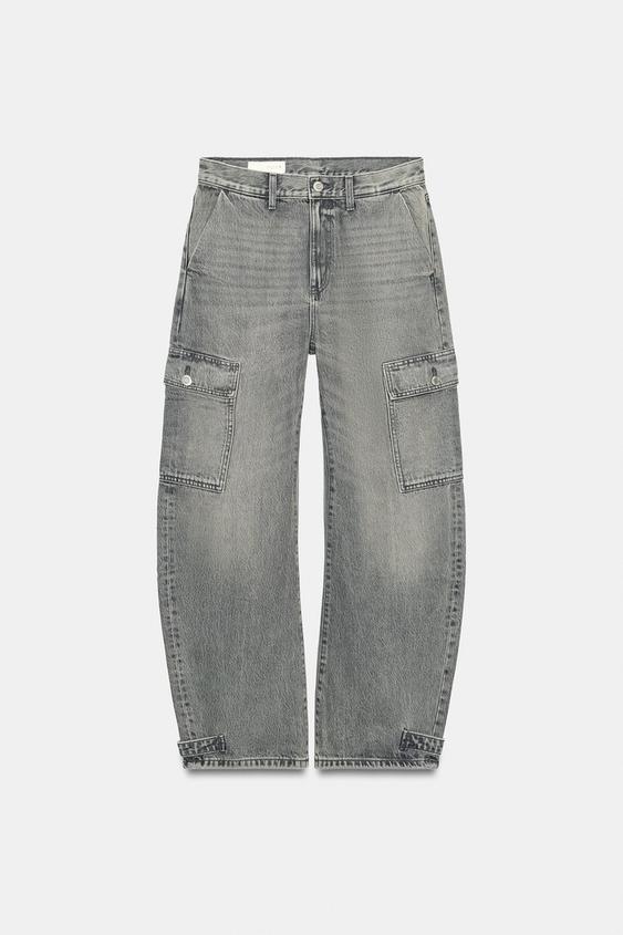 CARGO TIRO MEDIO TRF JEANS - Gris de Zara - Imagen 0
