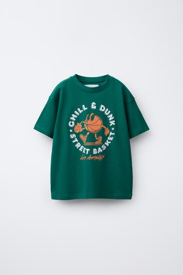 Zara VARSITY T-SHIRT - GREEN