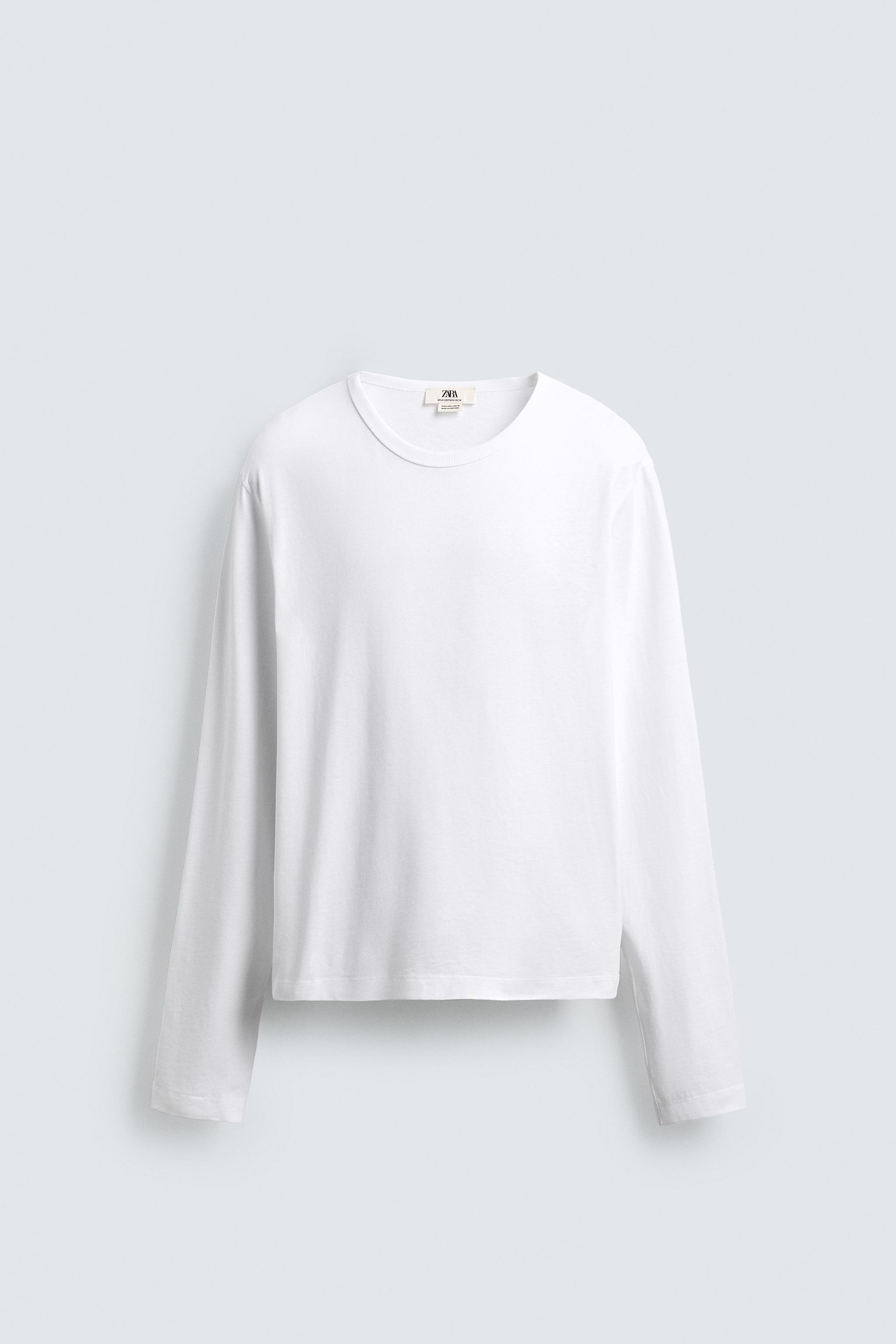 LONG SLEEVE T-SHIRT - White | ZARA South Africa