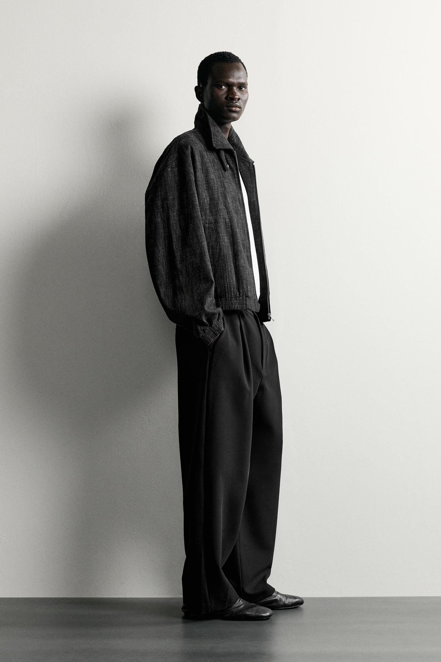 Мужская куртка Zara Cotton-Blend Structured, цвет: Чёрный — фото 4