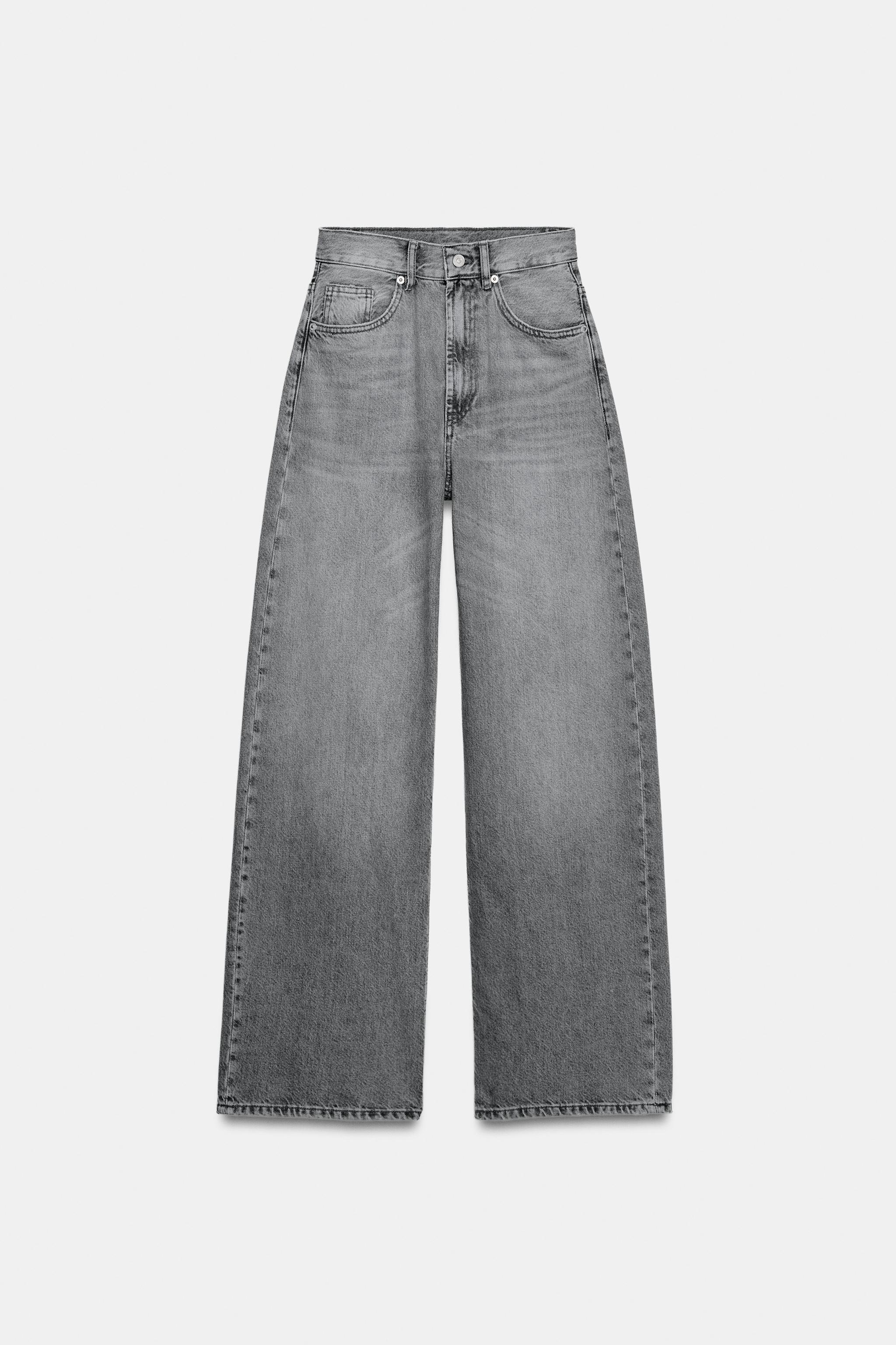 TRF EXTRA ワイドレッグハイウエストデニムパンツ - ブラック | ZARA