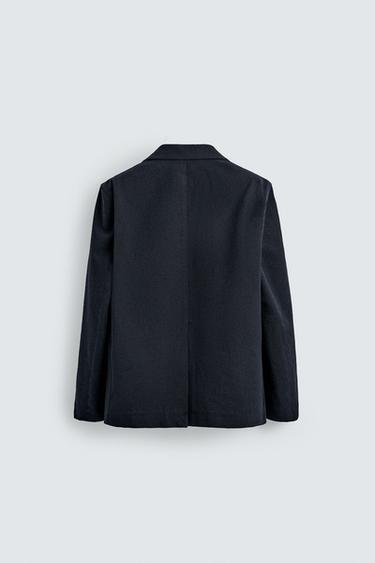 POCKET WOOL BLEND BLAZER - Navy blue by Zara - Image 8