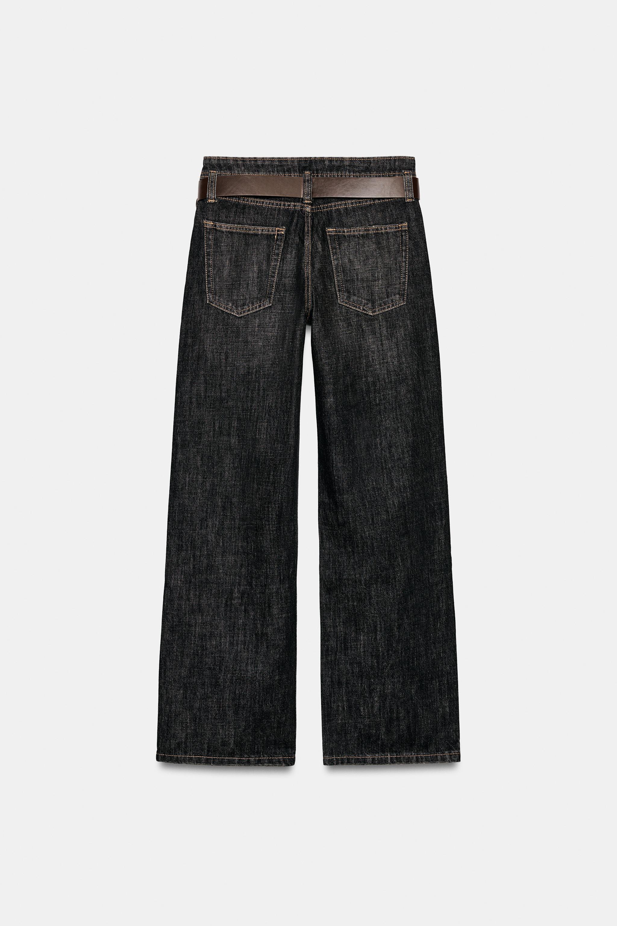 Zara Z1975 KEMERLİ ORTA BEL STRAIGHT JEAN görsel 8