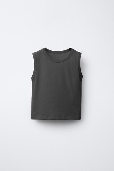 Zara PLAIN SLEEVELESS T-SHIRT - Anthracite grey