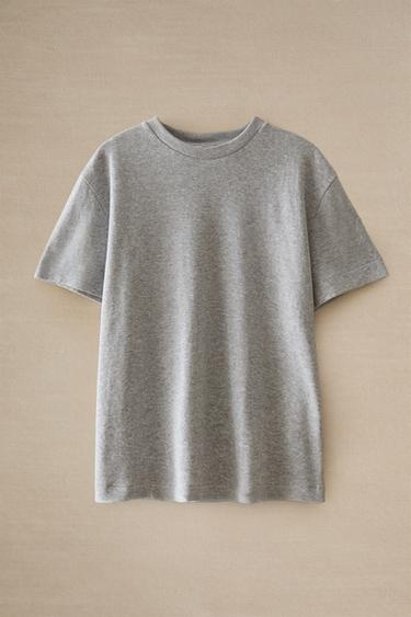 T-SHIRT MANCHES COURTES COTON - Gris de Zara - Image 4