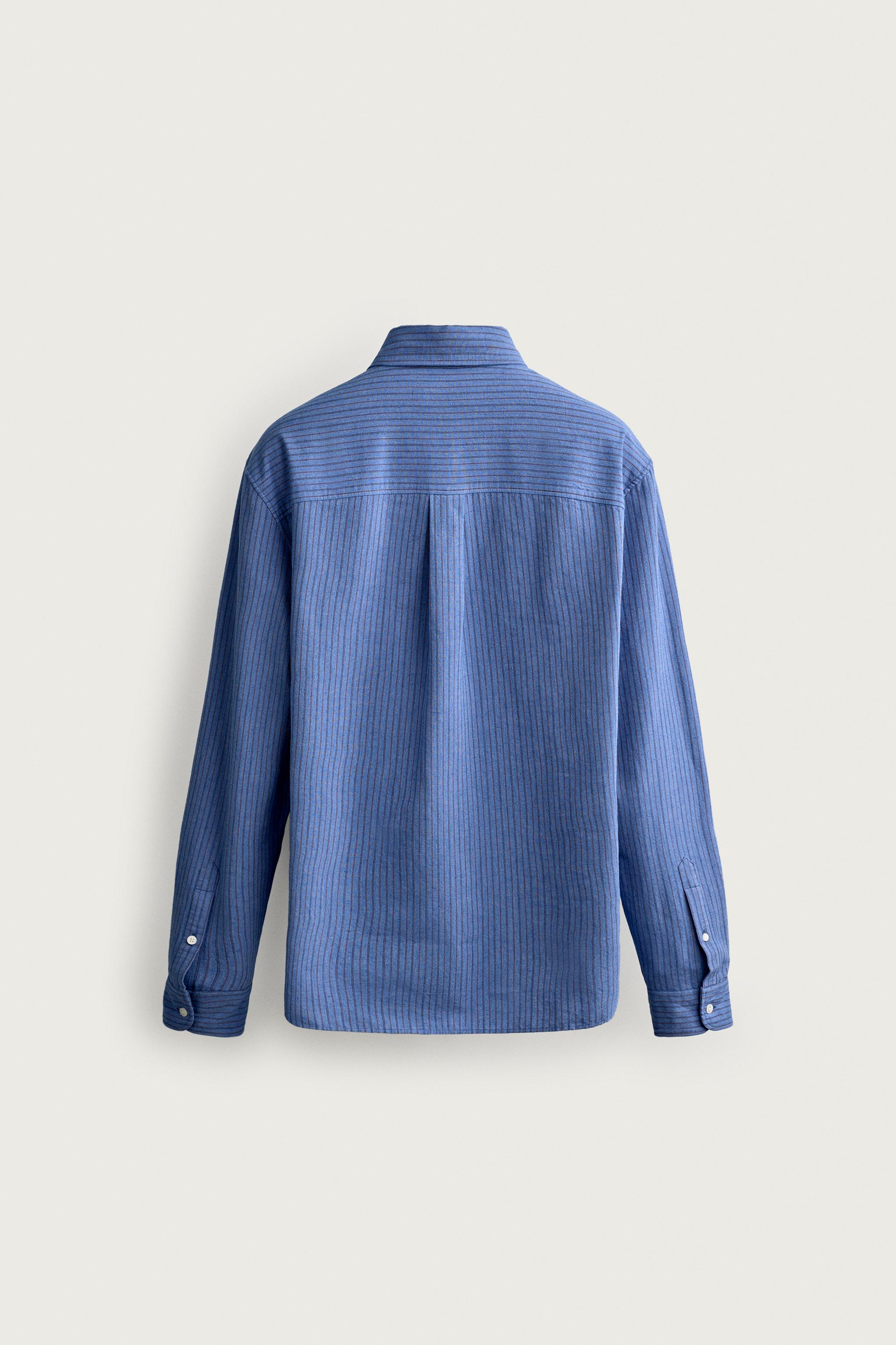 Zara RELAXED FIT ÇİZGİLİ GÖMLEK görsel 8