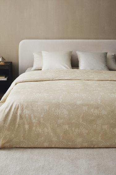 PAISLEY PRINT SATEEN DUVET COVER - Ecru by Zara