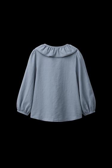 STRUCTURED SHIRT WITH PETER PAN COLLAR - Blue / Grey by Zara