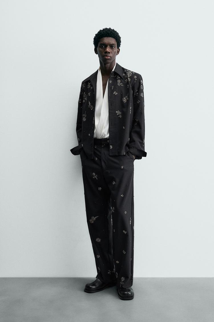 ZARA RELAXED FIT SEQUIN TROUSERS