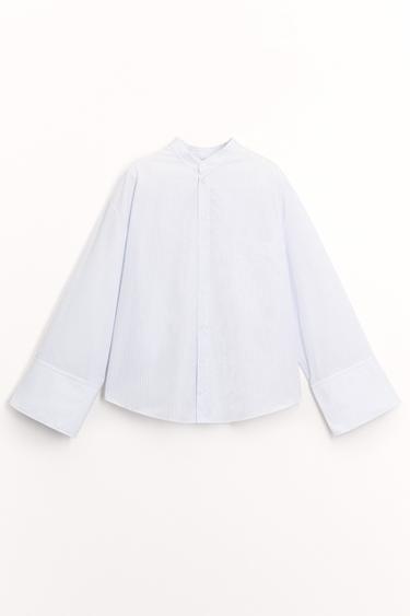 CAMISA RAYAS CUELLO MAO ZW COLLECTION - Azul de Zara